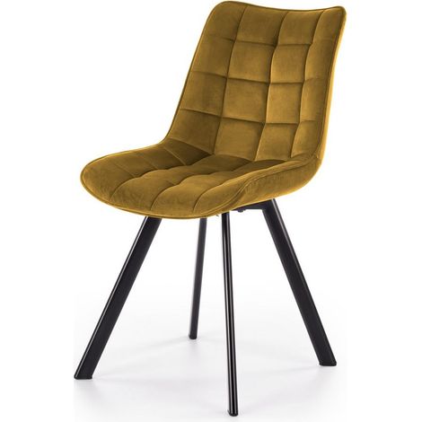 Chaise contemporaine en velours jaune avec pieds en métal noir LIBERTY (1/5)