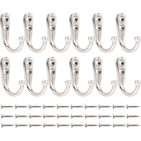 12 Haken, Zinklegierung, Antikchrom-Finish, Schrauben inklusive, für Badezimmereingang (1/5)