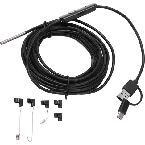 Caméra d'inspection endoscopique HD 3,9 mm Objectif IP67 Endoscope avec 6 lumières LED réglables pour entretien d'équipement industriel automobile Matériau ABS Alimenté par USB (câblé 2 m) (1/5)