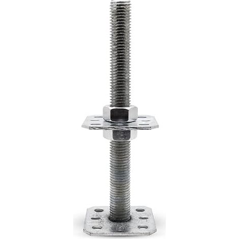 Adjustable Wood Post Support Post Base M24 80 x 80 x 250 mm Galvanized Steel Adjustable Foot for Furniture, Pergola Wood, Furniture Legs, Chemical Sealing, Carport Wood. (1/5)
