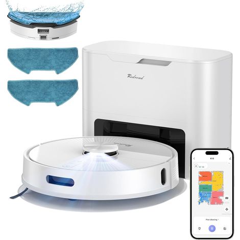 Aspirateur Laveur avec Cartographie, Aspiration et Lavage des Sols, Vidage Automatique 4L, Double Navigation LiDAR + IMU, Zones Interdites & Murs Virtuels, Contrôle Via APP, Alexa et Google (1/5)