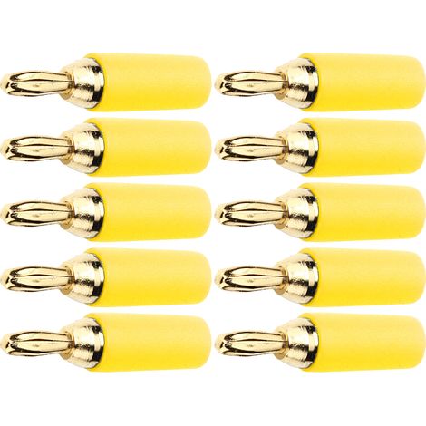 Lot de 10 fiches banane mâles 2.5mm laiton doré soudure anti-explosion pour socket ressort intérieure 0.1in (1/5)