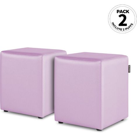 Puff Cubo Polipiel Malva PACK 2 UNIDADES Malva