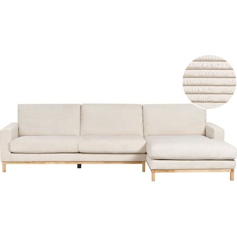 Ecksofa 4-Sitzer SIGGARD Cord Hellbeige linksseitig