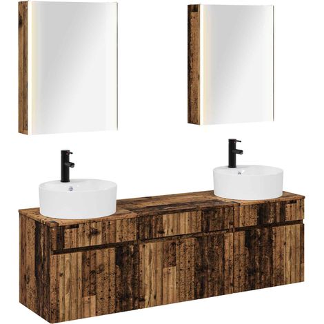 Ensemble d'armoire de salle de bain 5 pcs Bois ancien vidaXL (1/5)