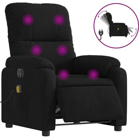 Chaise de massage électrique noire avec tissu en microfibre – Réglage lombaire et cervical, chauffage intégré, 8 programmes automatiques, fonction Bluetooth et commande sans fil (1/5)
