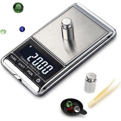 Kit de test pour or, argent et diamants, comprenant une balance numérique en grammes. (1/3)