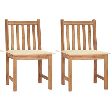vidaXL Sillas de jardín 2 unidades madera maciza de teca con cojines (1/5)
