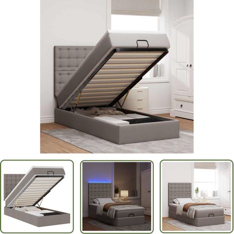 vidaXL Cadre de lit ottoman avec matelas taupe 100x200 cm tissu (1/5)