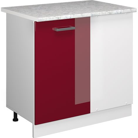 Mobile ad angolo cucina R-Line, Rosso bordeaux lucido, 86 cm , PL Marmo, Vicco