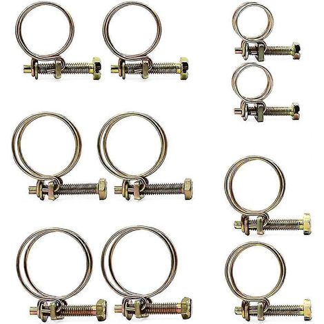 50 colliers de serrage réglables à double filetage pour tuyau d'arrosage, 5 tailles, fil d'acier - FFY (1/4)