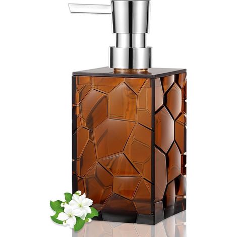 Seifenspender, 320 ml, aus transparentem Acrylglas, ideal für Badezimmer, Küchen und Studentenwohnheime, 16 x 7 cm, braun – AquaForge (1/5)