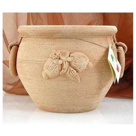 3C Casa 0921982-B Coprivaso in Ceramica con Decoro a Rilievo di Limoni colore Terra Chiara