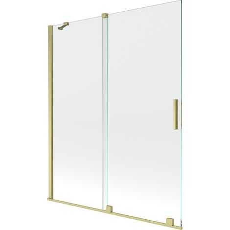 Mexen Velar paravento doccia a 2 ante scorrevoli 140 x 150 cm, trasparente, oro spazzolato - 896-140-000-01-55 (1/5)