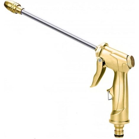 Gold garden hose nozzle, adjustable metal high-pressure spray gun, waterproof spray nozzle for gardening, car washing and cleaning (1/5)