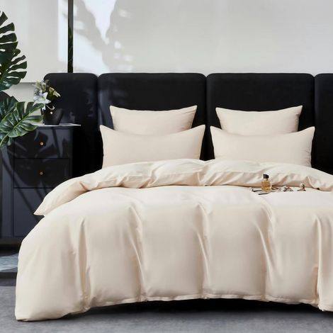 Mako Satin Bettwäsche 155x220 cm Hellbeige 100% Baumwolle 4 Jahreszeiten