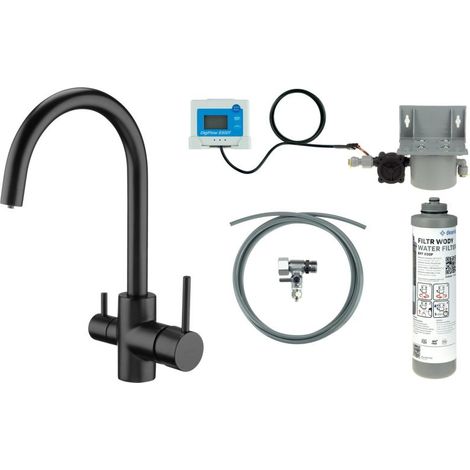 Deante BCHFN64M grifo de cocina con kit de filtración de agua, nero