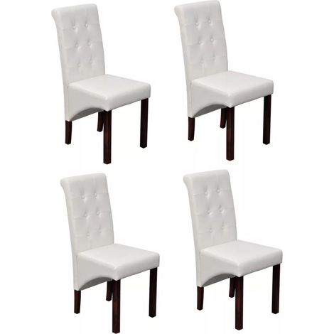 Juego de 4 sillas de cocina comedor antiguas de diseño sintéticas blancas CDS021245