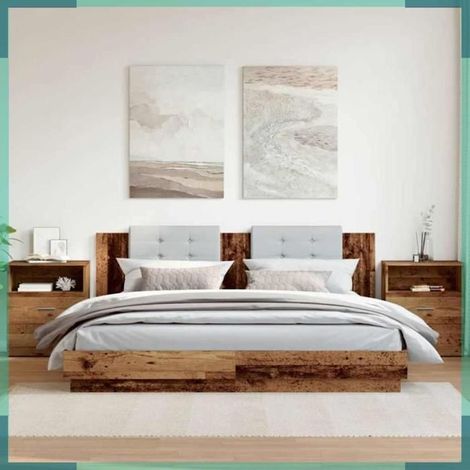Tables de chevet - 856565 - vieux bois - 50 x 32 x 60 cm - lot de 2 (1/5)