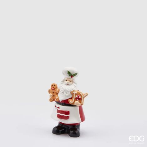 EDG Enzo De Gasperi Contenitore Babbo Natale Cuoco H 15 Cm 9 x 5 Cm White Red