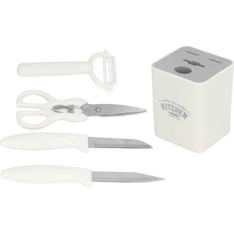 Set aus 5 Küchenmessern aus Edelstahl mit Aufbewahrungsbox, ideal für Grillabende, Terrassen und Picknicks. (1/5)