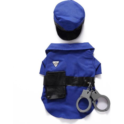 Déguisement pour chien, respirant et tendance, costume amusant pour ours en peluche, idéal pour Noël et Halloween. Costume de policier bleu taille L. (1/4)