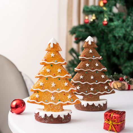 Miniatur-Weihnachtsbaumschmuck aus Kunstharz in Form von Lebkuchenplätzchen, geeignet für die Dekoration von Haus und Tisch. (1/5)