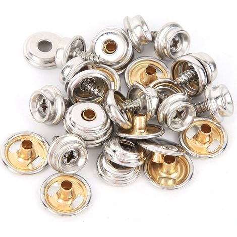 Lot de 10 attaches à vis en cuivre pour tente, avec bouton-pression. (1/5)