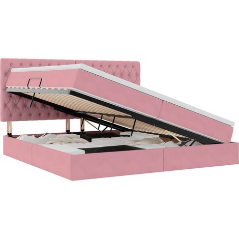 Maison Exclusive - Letto con contenitore e materasso Rosa 200 x 200 cm Velluto