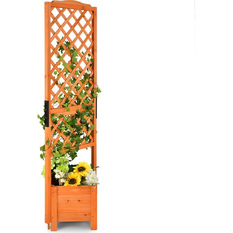 71 pouces jardinière surélevée avec treillis, bac à plantes en bois pour plantes grimpantes et jardin (1/5)