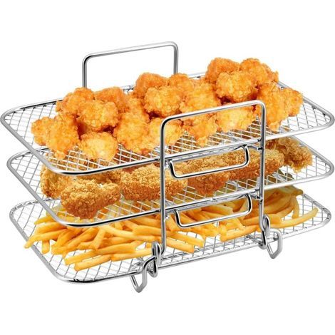 Support de friteuse à air comprimé pour friteuse Ninja Dual Air Fryer - Accessoires multi-usages - En acier inoxydable 304,compatibles avec Ninja DZ201 / DZ401 / AF300UK / AF400UK (1/5)