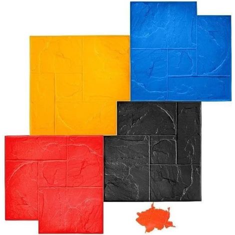 4 Pcs Béton Texturation Peau Polyuréthane Béton Stamping Mats Set 24 "x 24" Texture Patterns Timbres for Murs Sols (1/5)