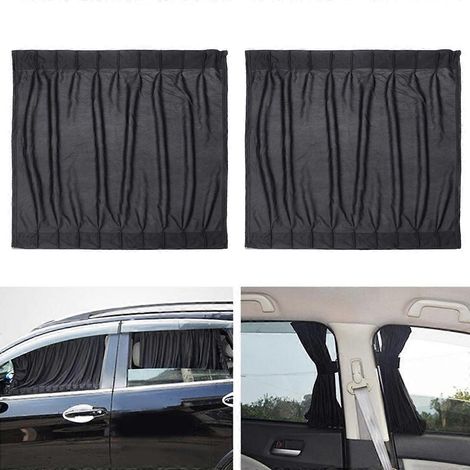 Lot de 2 rideaux de protection UV pour vitres latérales de voiture coulissantes (noir)-Black (1/2)