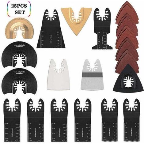 Set di accessori per lame per seghe multifunzione, set da 25 pezzi di accessori multifunzionali per utensili alternativi, lame universali per seghe Fein Multimaster. (1/3)