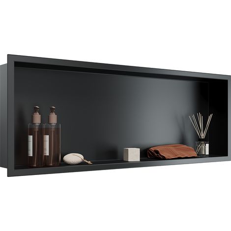 SIRHONA Niche de salle de bain intégrée 905×305×100mm Conception légèrement inclinée Pas facile d'accumuler de l'eau Économise de l'espace de stockage Convient aux salles de bains et salles de douche (1/5)