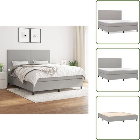 Boxspringbett mit Matratze Hellgrau 160x200 cm Stoff - Boxspringbett - Doppelbett - Bettenrahmen - Schlafsystem - Liegekomfort (1/5)