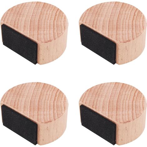Lot de 4 butées de porte en bois silencieuses pour chambre à coucher, anti-collision, butée de porte ronde en bois (1/5)