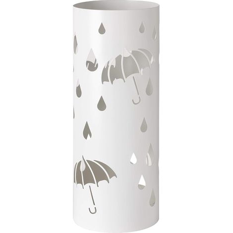 Porte-Parapluie Cylindrique en Métal Design Moderne,  Blanc, 19x19x49 cm (1/4)