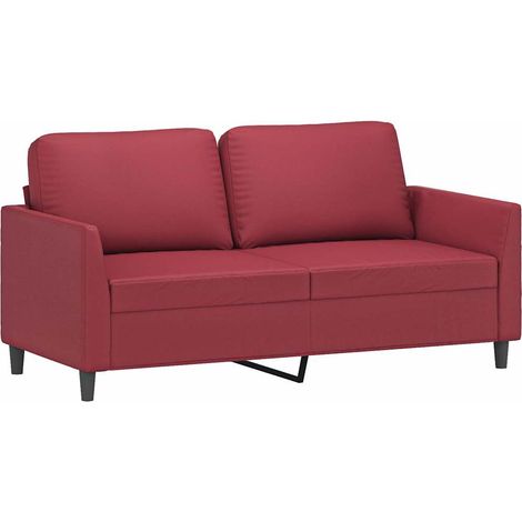 Canapé  Sofa à 2 places Rouge bordeaux 140 cm Similicuir