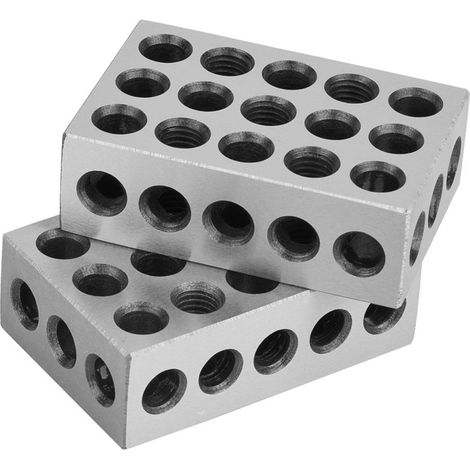 blocs de 25 x 50 x 75 mm avec 23 trous pour fraisage, accessoires pour machines à fraiser. (1/5)