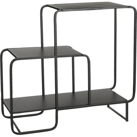 Étagère Murale en Fer Noir avec 3 Plateaux Décalés Style Moderne et Industriel - PANGIVO (1/4)