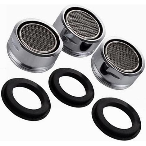 Lot de 3 Aérateur Robinet 24mm, Filtre Eau Laiton Chromé, Économie d'Eau Cuisine Salle de Bain