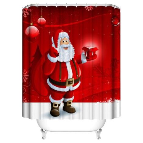 royaluxe-Noël Rideau de Douche Lavable Résistant à l'eau Anti-moisissure, 3D Imprimé Polyester Rideaux de Salle de Bain Facile à Nettoyer avec 12 Crochets Décor À Maison (A,180x180cm)