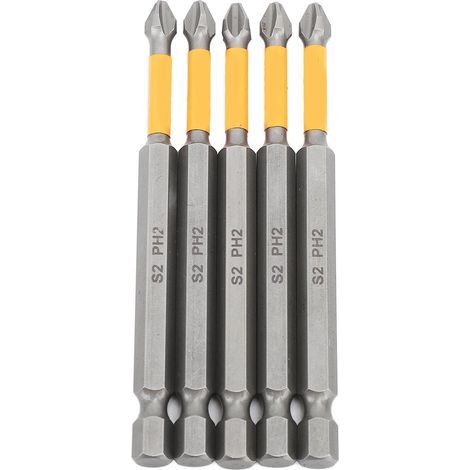 Jeu d'embouts de tournevis à percussion, 5 pièces, embouts de tournevis magnétiques croisés en acier allié S2, outils de quincaillerie professionnels (1/5)