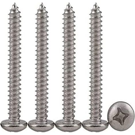 YMYNY 50 Stück Kreuzschlitzschrauben mit Linsenkopf, Edelstahl 304, selbstschneidende Schrauben, selbstbohrende Holzschrauben, Standard-Kreuznut, Vollgewinde, Holzbearbeitungsbefestigung, M4 x 50 (1/4)