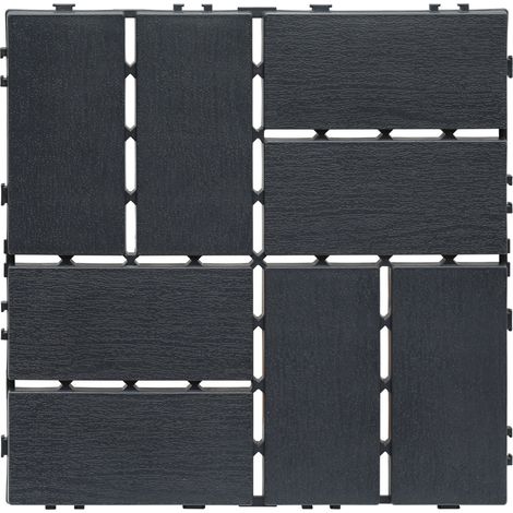 Jiubiaz Losetas para terraza, 11 piezas de 30 x 30 cm, losetas de plástico encajables, instalación rápida, losetas imitación madera marrón (1/5)