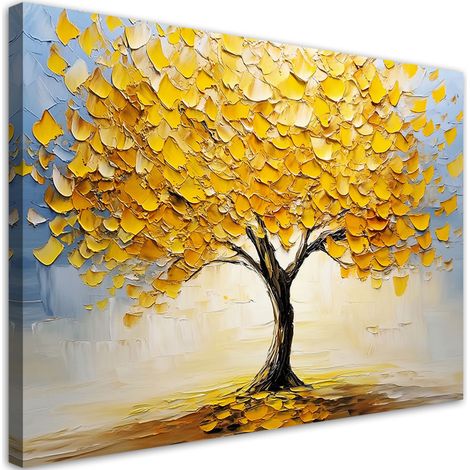 Tableau déco Arbre doré Abstraction Peint 60x40 (1/5)