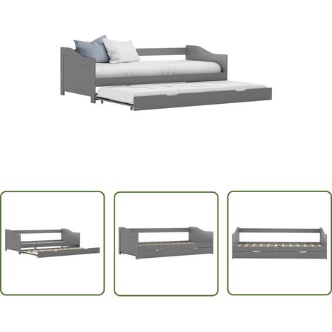 The Living Store Cadre de lit extensible sans matelas gris 90x200 cm - Canapé Lit - Lit Convertible - Lit Invité - Meubles Chambre - Mobilier Salle Séjour (1/5)