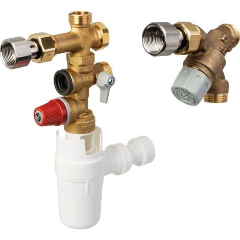 Thermador – Kit de raccordement pour chauffe-eau électrique – KMIXH – Siège laiton – Filetage plomberie – Température limitée à 50°C