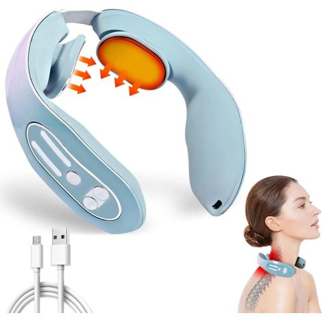 Masajeador de cuello, 12 niveles de intensidad, masajeador de cuello eléctrico inteligente con impulsos, masajeador multifuncional. (1/4)
